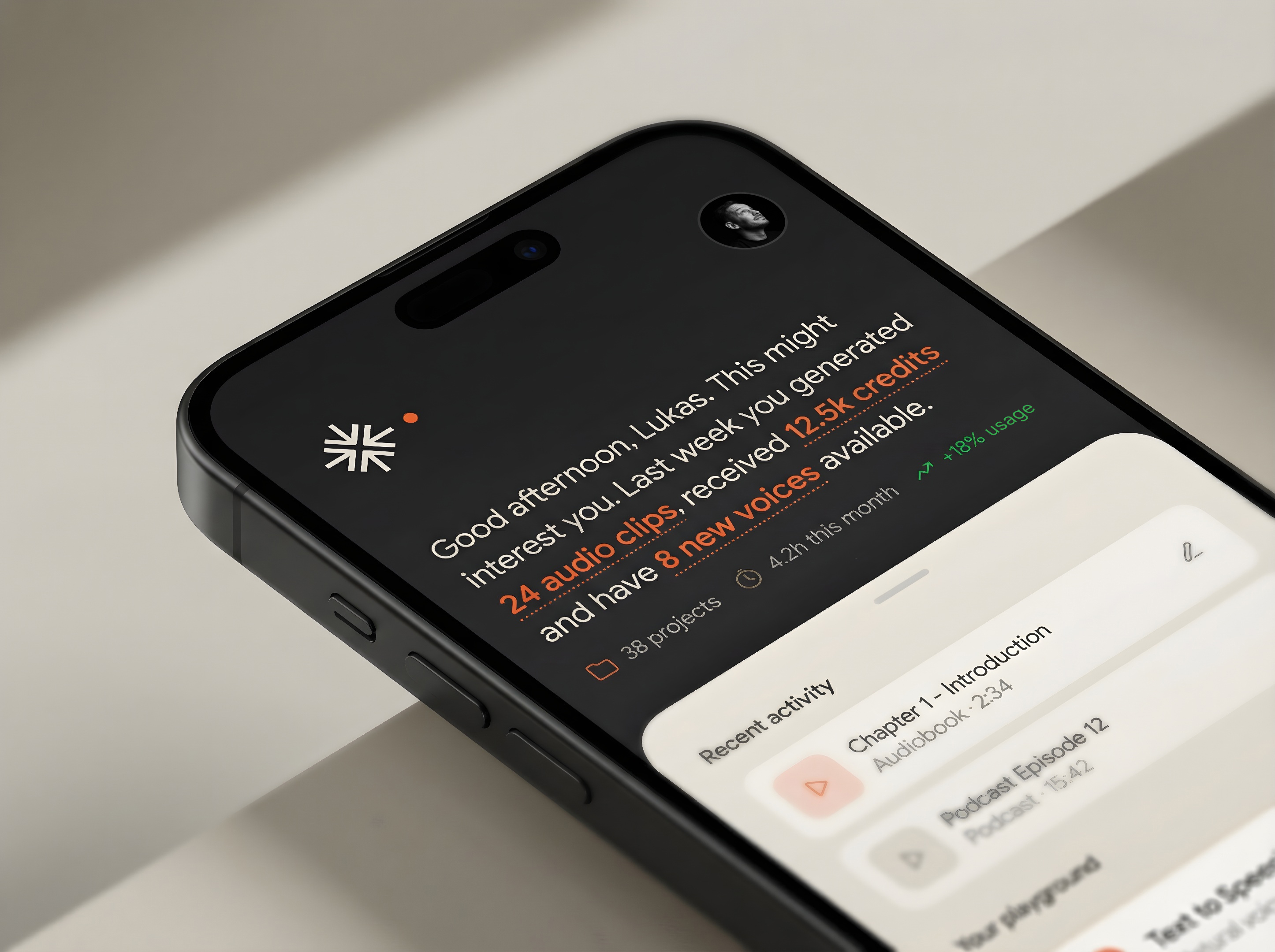 Example of Voice AI Mobile App: Modern Homescreen and Navigation