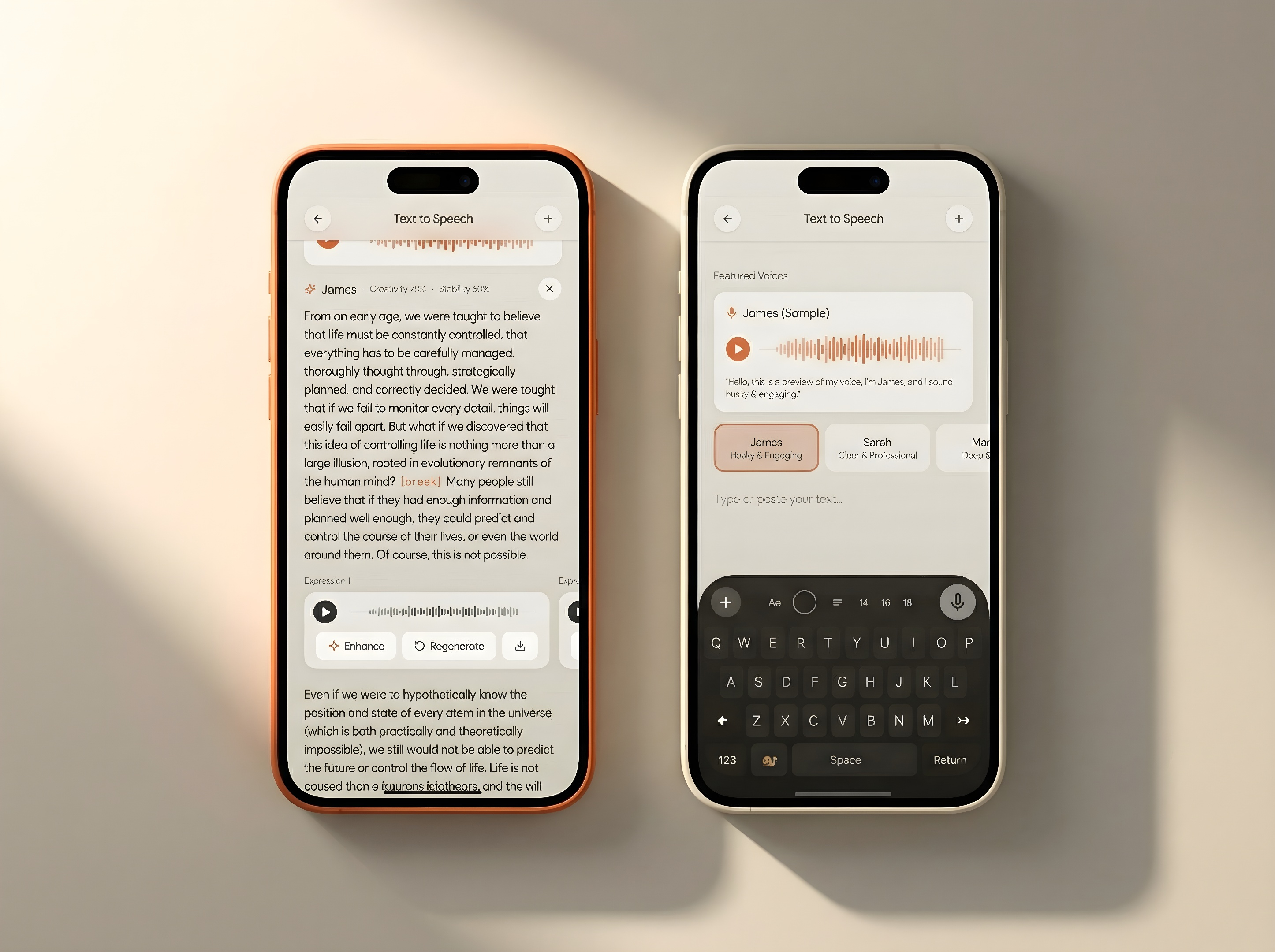 Example of Voice AI Tool: Text to Speech Mobile Screens