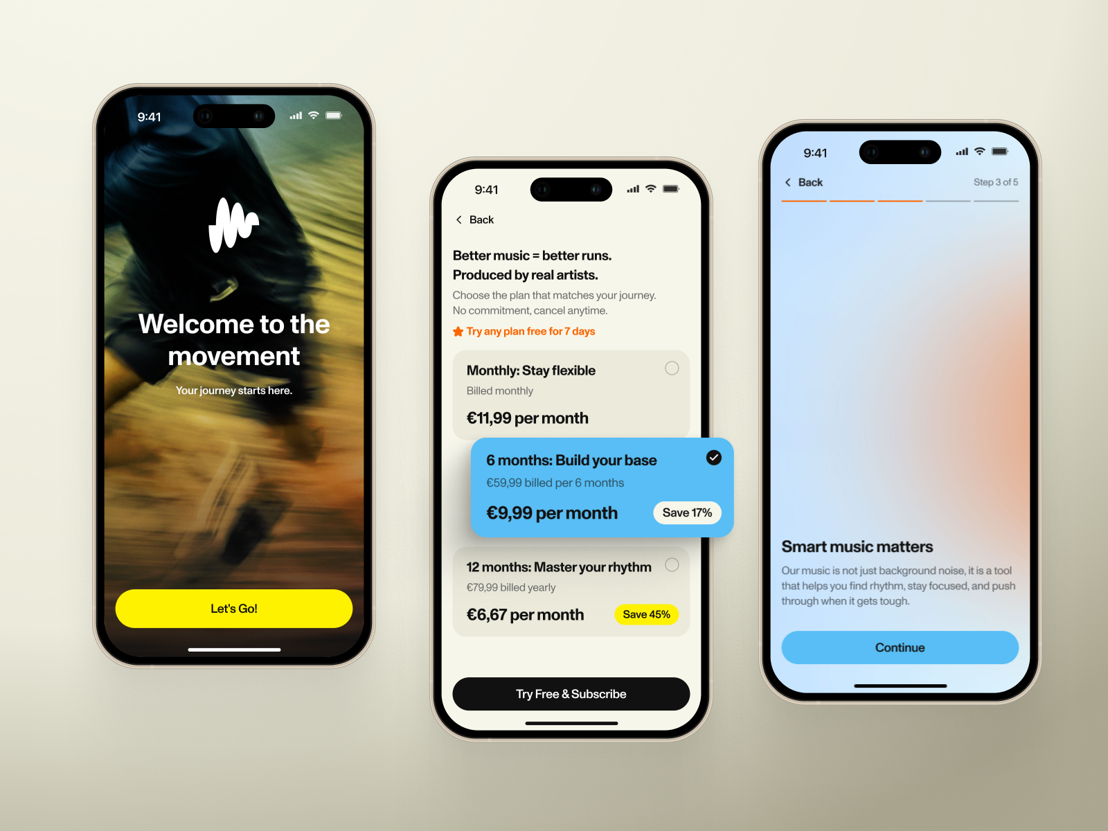 Example of Running Music App Design – UX UI Design