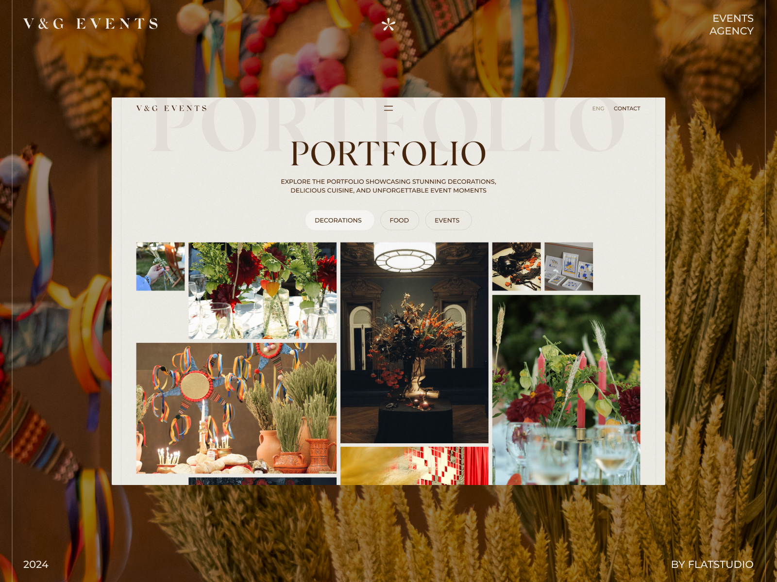 Example of V&G Events: Portfolio Desktop