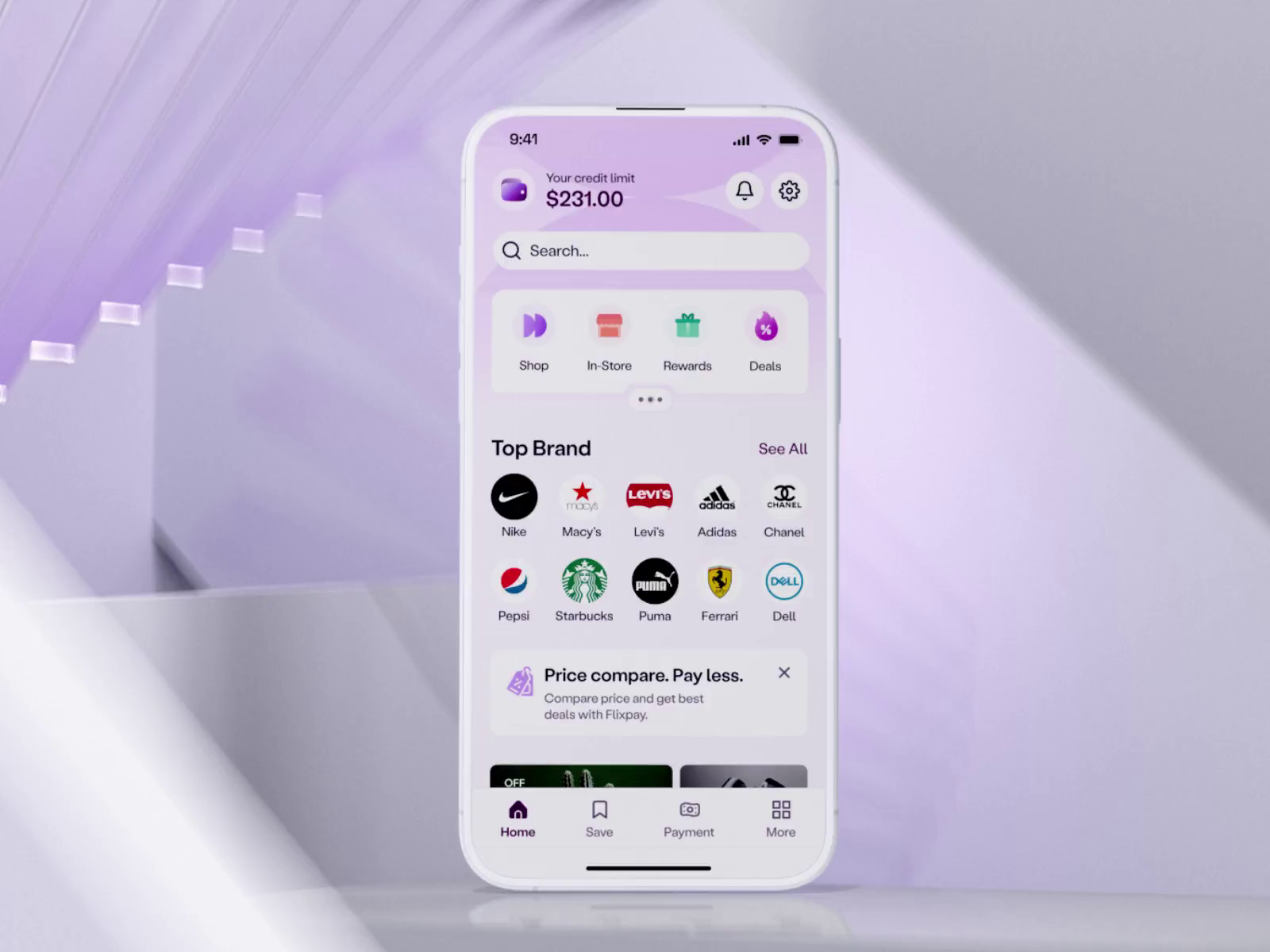 Example of Fintech App Design for BNPL (buy now pay later) financial app