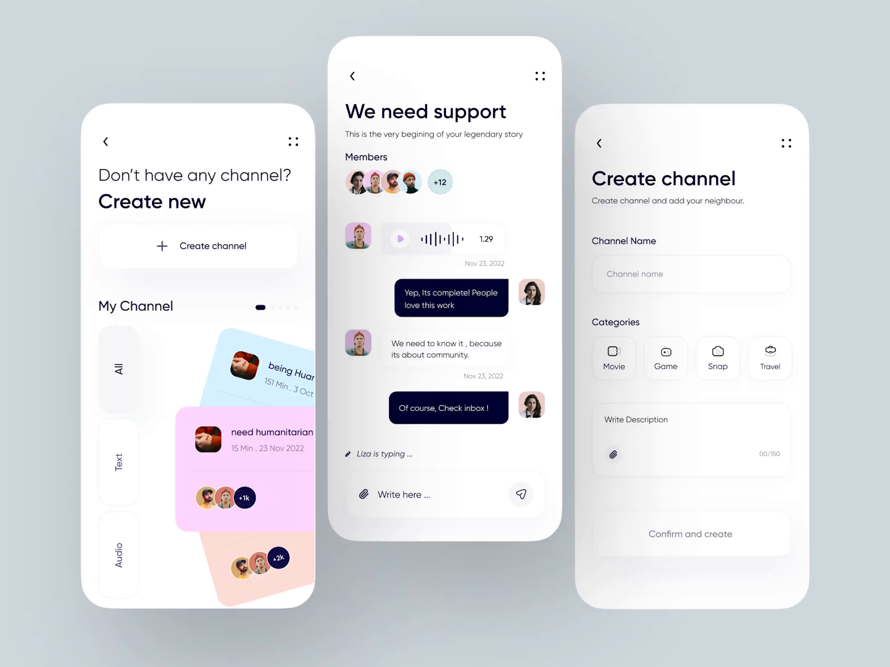 Example of Social App UI for Easy Channel Management